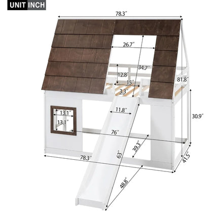 Twin Over Twin House Bunk Bed Frame