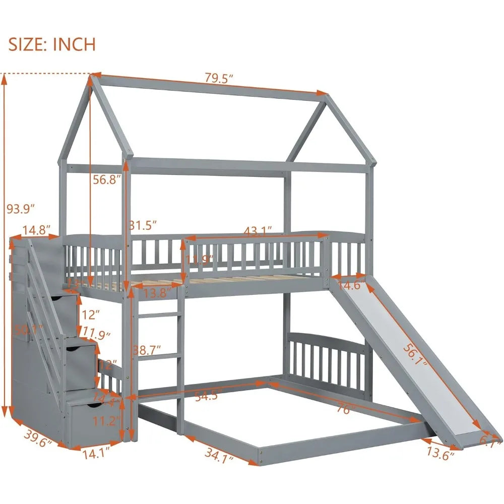 Twin Bunk Bed With Stairs & Slide