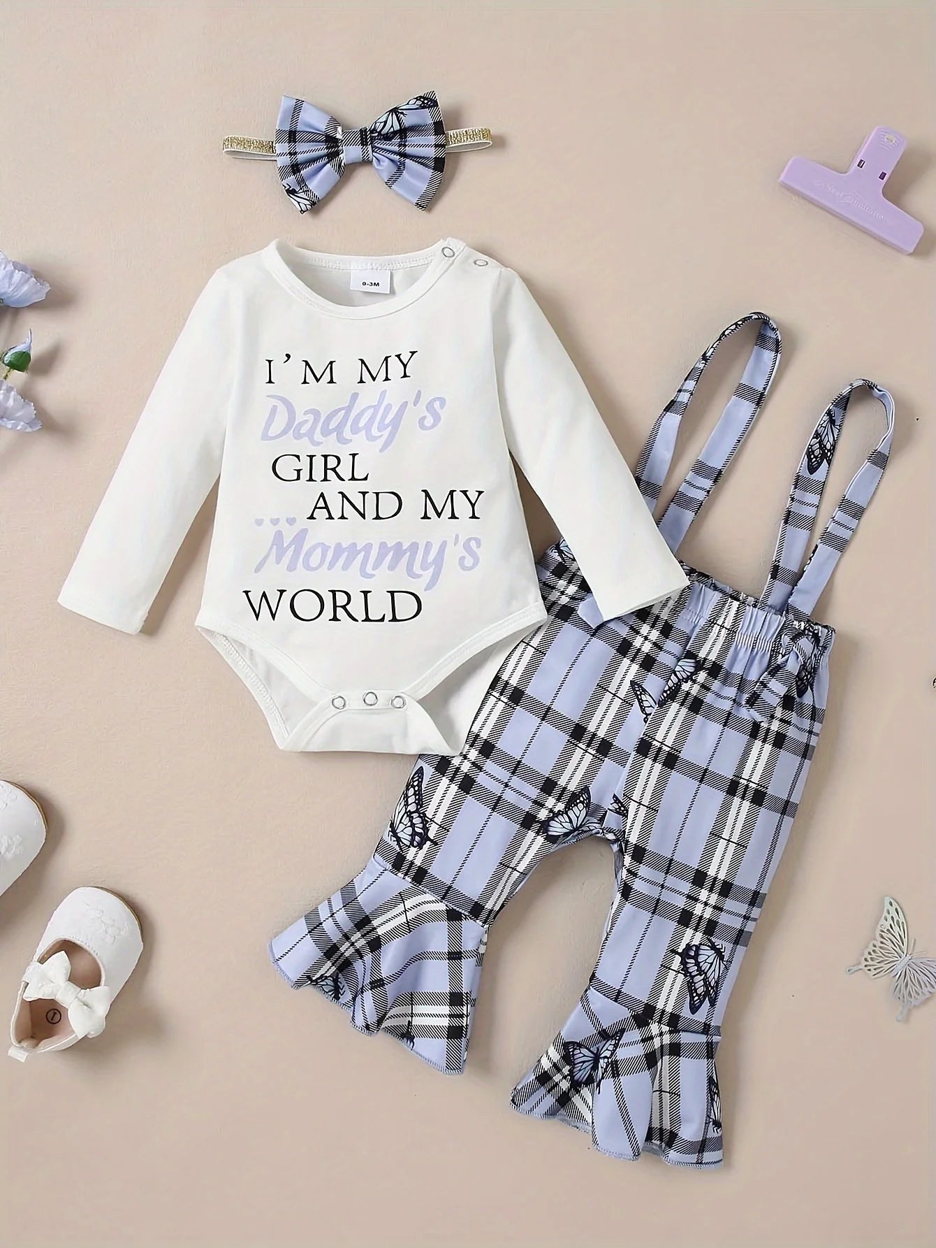 Baby Girls Overalls Outfit Set