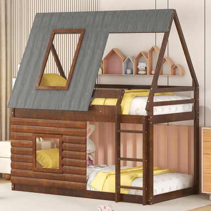 Twin Over Twin House Bunk Bed Frame